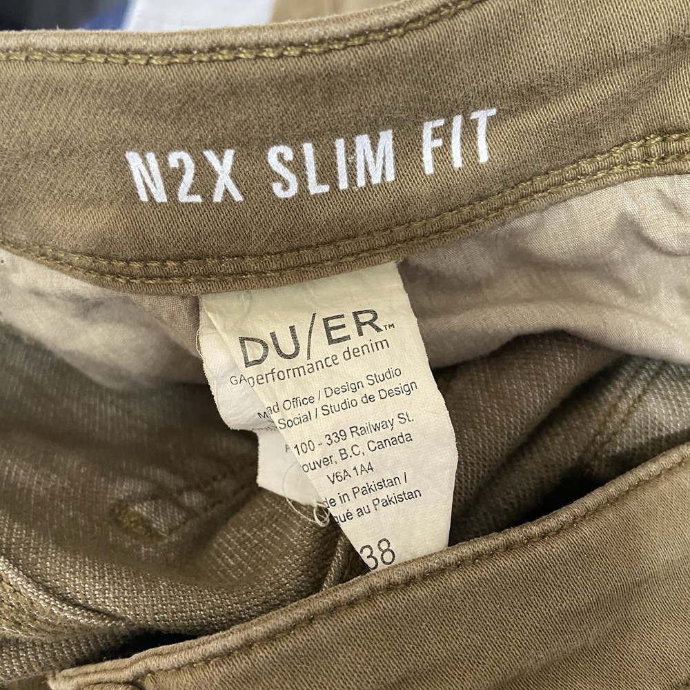 DU/ER Jean Shorts mens 38x9 N2X Slim Fit Performance Denim Brown Outdoor Stretch - Picture 7 of 12